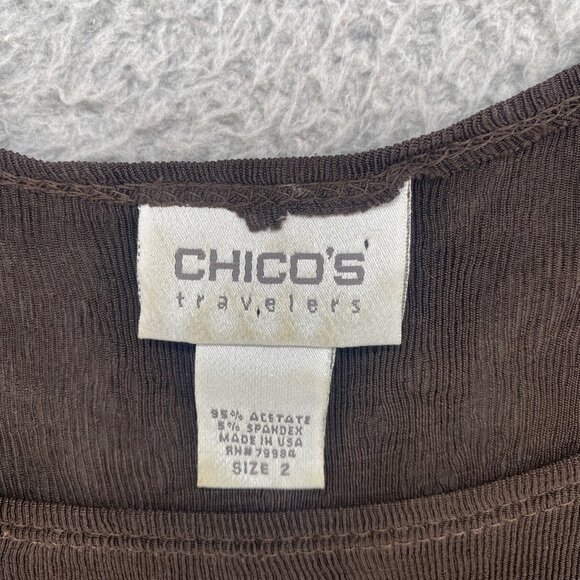 Chicos Top Womens 2 US Large Brown Travelers Stretch Asymmetric Tunic Slouchy - Picture 5 of 10